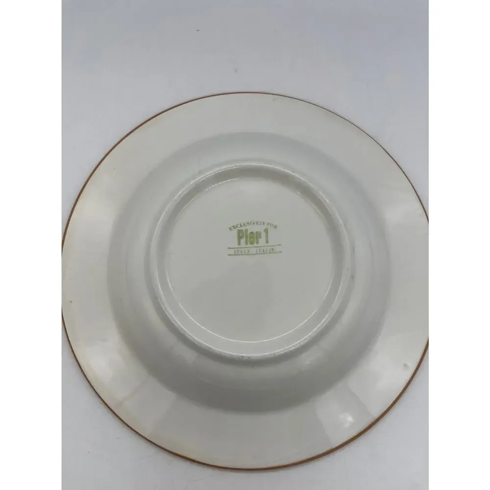 Pier 1 Fruit Relief Set of 4 Soup / Pasta Bowls Italy Wear on Rims *See Photos